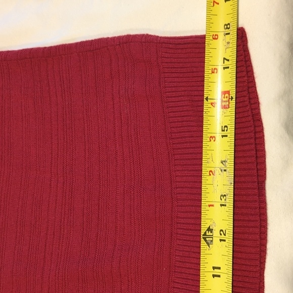 LOFT Sweater Red with Silver Stripe Long Sleeve Crew Neck Size XS - Picture 9 of 10